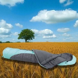 Спальний мішок туристичний на блискавці 230-80-55см із чохлом 68049 Сірий із блакитним
