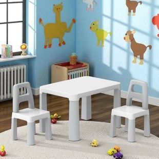 Комплект детской мебели Стол и 2 стульчика пластиковый разборной Technok Toys 0150 Серый с белым