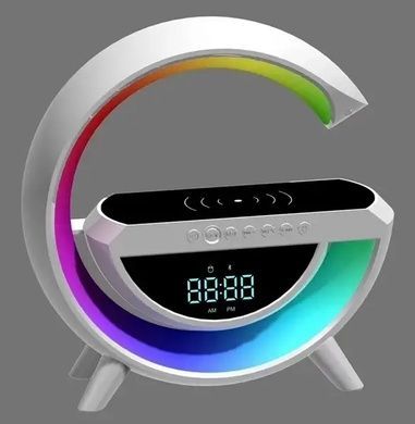 Ночник Smart Light с беспроводной зарядкой, колонкой и часами Белый
