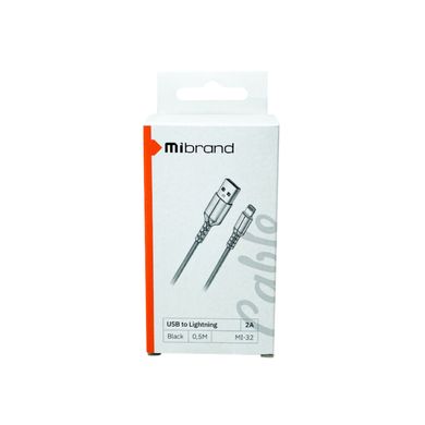 Кабель Mibrand MI-32 Nylon Charging Line USB for Lightning 2A 0.5m Black