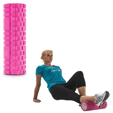 Ролик масажний для йоги, фітнесу (спини і ніг) OSPORT (30*9 см) Рожевий
