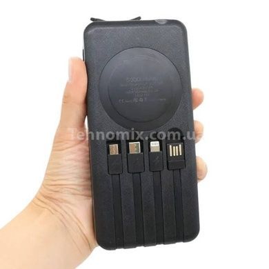 Power Bank с солнечной панелью и 4 встроенными шнурами Solar 50000 mAh Черный