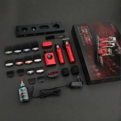 Комплект машинка для стрижки, триммер, електробритва VGR 3IN1STEPLERSS PRO RED Чорна з червоним