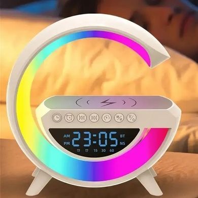 Ночник Smart Light с беспроводной зарядкой, колонкой и часами Белый