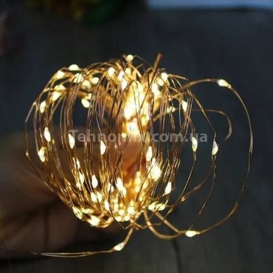 Светодиодная гирлянда 12м 100LED RGB (питание от солнечной панели) Теплый белый