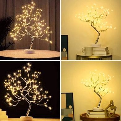 Лампа настольная Дерево серебряное - капли LED SFK-26 USB + батарейки тёплый свет