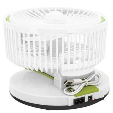 Вентилятор настольный аккумуляторный с Led подсветкой Hurry Bolt HB-2019 Белый с салатовым