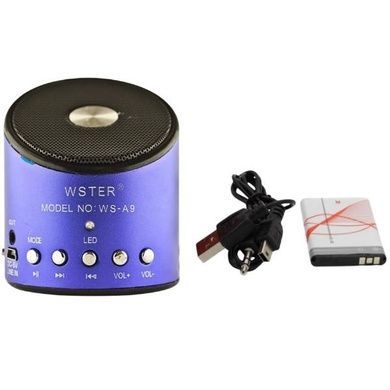 Колонка акумуляторна компактна з FM-приймачем Wster WS-A9 Синя