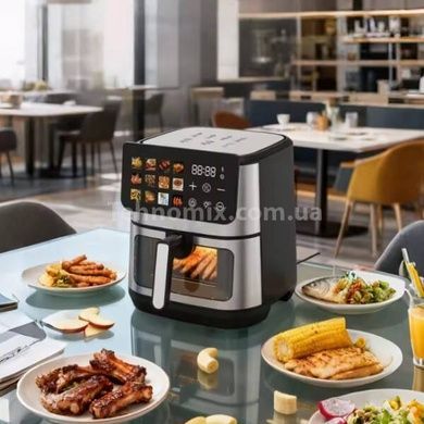 Аерофритюрниця з лотком для запікання з антипригарним покриттям 10л 2600Вт Sokany SK-10107 Чорна з сірим