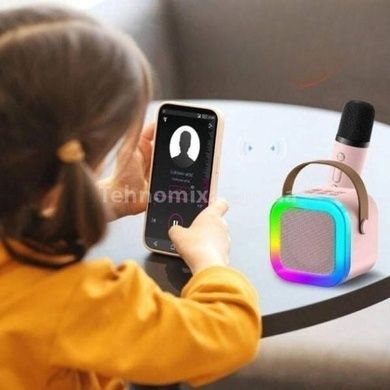 УЦІНКА! Караоке дитяче з LED підсвічуванням з одним мікрофоном K12 Рожеве