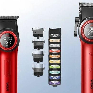 Комплект машинка для стрижки, триммер, електробритва VGR 3IN1STEPLERSS PRO RED Чорна з червоним