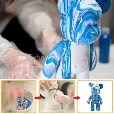 Набор для творчества Флюидный Мишка 33см Арт терапия DIY Creative Fluid Bear Голубой с белым