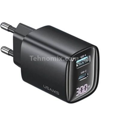 Зарядное устройство для Usams CC229 30W GaN 1USB A 1 Type-C Display Fast Charger black