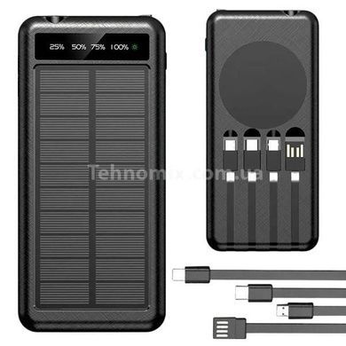 Power Bank с солнечной панелью и 4 встроенными шнурами Solar 50000 mAh Черный