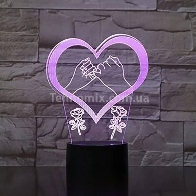 Ночник 3D с подсветкой Сердце дружбы