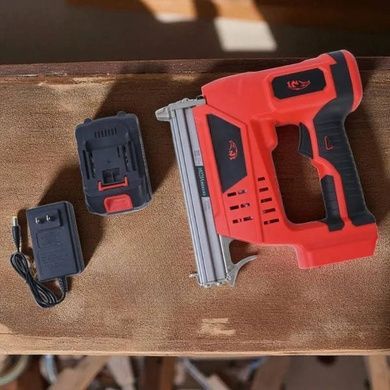 Електростеплер акумуляторний для цвяхів 30мм у валізі F30 Червоний з чорним