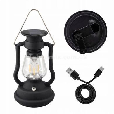 Ліхтар у вигляді гасової лампи 7LED Solar and Hand Crank Lamp RY-T91 Чорний