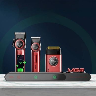 Комплект машинка для стрижки, триммер, електробритва VGR 3IN1STEPLERSS PRO RED Чорна з червоним