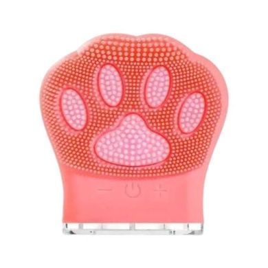 Щетка вибрационная аккумуляторная для лица Лапка paw washer Темно-розовая
