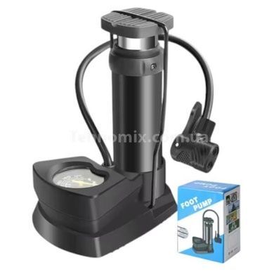 Насос портативний ножний з манометром Air pump Чорний
