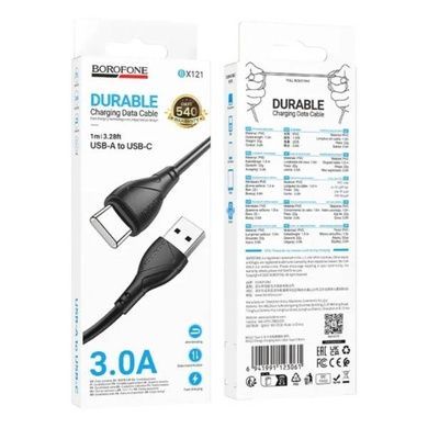 Кабель для зарядки 15W USB BOROFONE BX121 USB-Type-C 3A 1м Черный