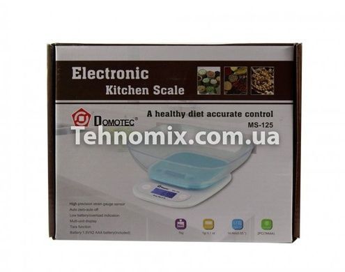 Ваги кухонні електронні Domotec ACS 125 (до 7 кг) зі знімною чашею Блакитні