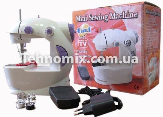 Швейна машинка портативна Mini Sewing Machine FHSM 201 з адаптером фіолетова