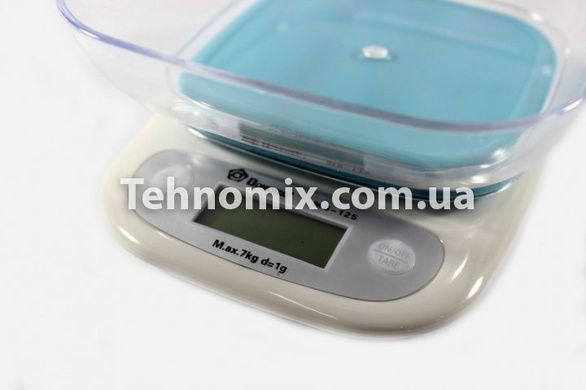 Ваги кухонні електронні Domotec ACS 125 (до 7 кг) зі знімною чашею Блакитні