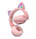 Навушники безпровідні LED з котячими вушками і підсвічуванням Рожеві