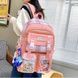 Набор 5в1 школьный рюкзак, сумка, клатч, пенал и мешочек MFG-2-618Pink Розовый с клеткой и цветными шариками