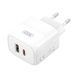 Сетевое зарядное устройство блок питания XO L138 30W GaN nitride 1USB-A+1USB-C fast charging charger with Lightning cable Белое