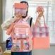 Набор 5в1 школьный рюкзак, сумка, клатч, пенал и мешочек MFG-2-618Pink Розовый с клеткой и цветными шариками