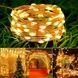 Светодиодная гирлянда 12м 100LED RGB (питание от солнечной панели) Теплый белый