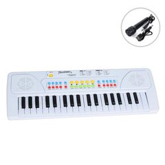 Дитячий синтезатор на 37 клавіш, мікрофон, запис, USB/батарейки, Білий