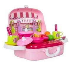 Набор игрушечный Кухня в чемоданчике Розовый с белой ручкой