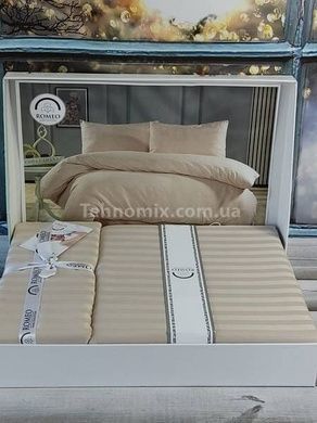 Постільна білизна Romeo Line bej Сатин-страйп Бавовна Євро розмір