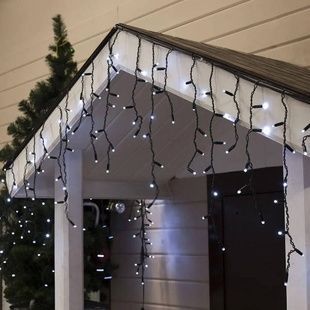 Гірлянда-бахрома 5м 120LED 220V Чорний дріт, біле світло