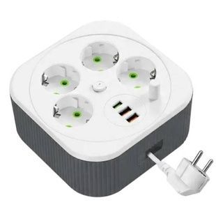 Сетевой фильтр удлинитель (4м LED, 4-220V, 2-USB, 1-PD Type-C) PNS-05 Белый