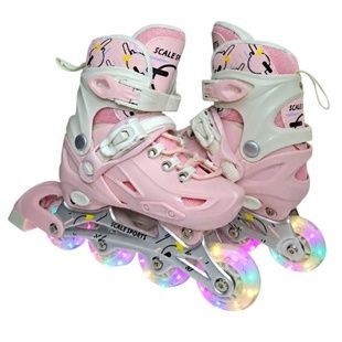 Ролики детские раздвижные с полным комплектом защиты р 34-38 Scale Sports Pink LF 605 Розовые