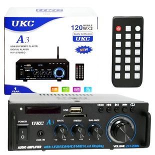 Підсилювач звуку з пультом керування UKC А3 USB/SD CARD/FM/AUX 2 ч Чорний