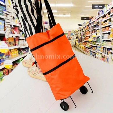 Складная сумка–трансформер 2в1 Шоппер на колесиках Оранжевая