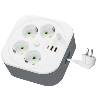 Сетевой фильтр удлинитель (4м LED, 4-220V, 2-USB, 1-PD Type-C) PNS-05 Белый