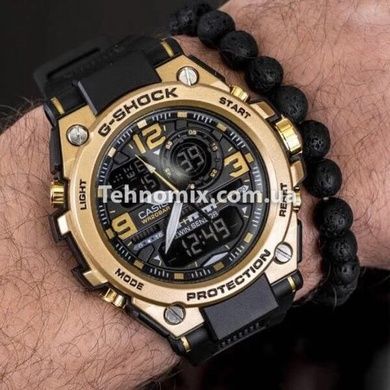Мужские наручные часы G-SHOCK-3 Черные с золотым