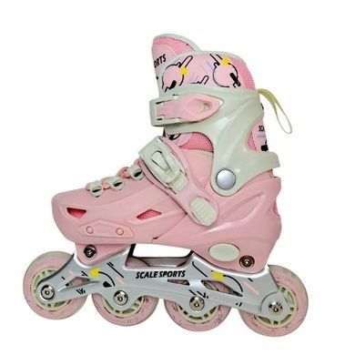 Ролики детские раздвижные с полным комплектом защиты р 34-38 Scale Sports Pink LF 605 Розовые