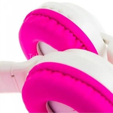 Беспроводные Bluetooth наушники с кошачьими ушками LED ZW-028C Розово белые