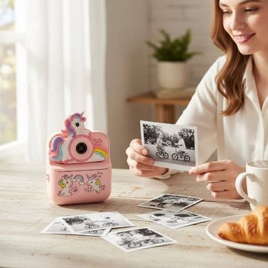 Детский фотоаппарат Print Camera Единорог Розовый