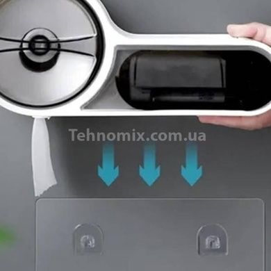 Держатель настенный для бумаги и телефона самоклеящийся Белый