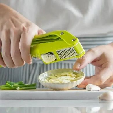 Прес для часнику подрібнювач ручний 2в1 Garlic Slicer Салатовий