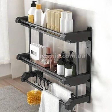 Полка настенная для ванной комнаты металлическая 40*38*15см SKLM-10 Черная