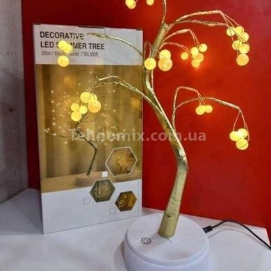Светильник настольный Дерево круглые лампочки 36 LED 50см Aulife Теплый белый